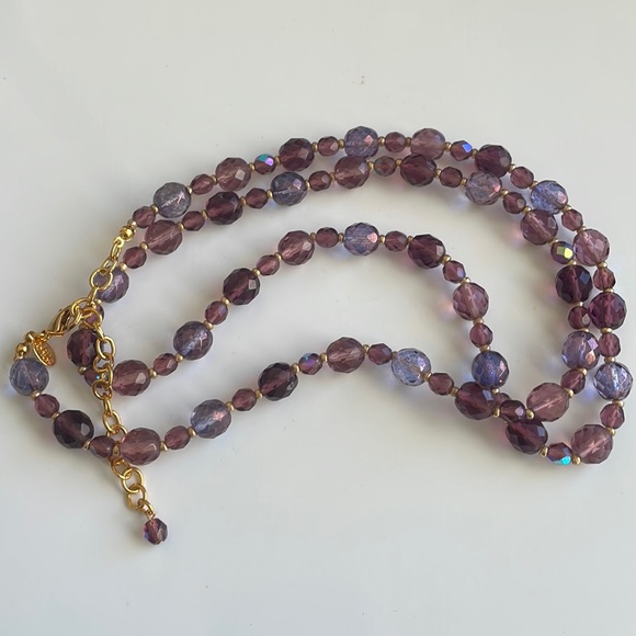 Joan Rivers Set of 2 Purple Crystal Bead Necklaces & Enhancer - Picture 4 of 12
